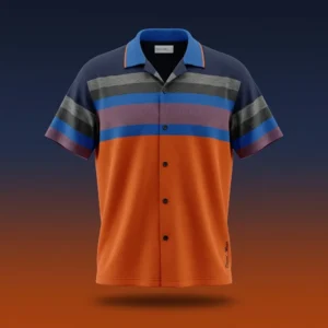 پیراهن مردانه آستین کوتاه راه راه مدل Sunset Blue | فروشگاه پوشاک بوتیکی